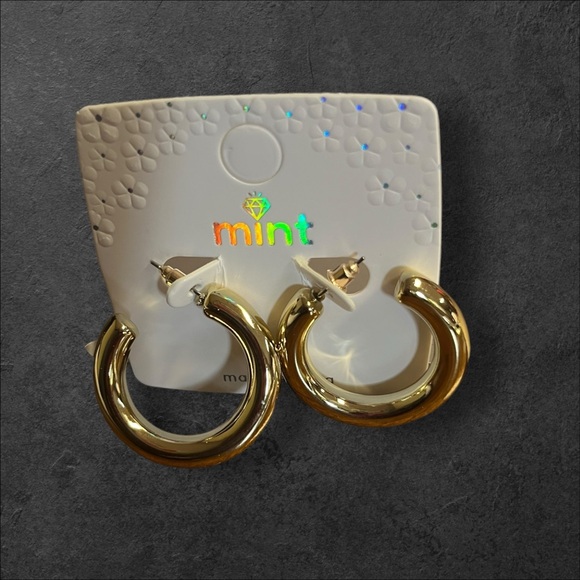 Mint Gold Hoop Earrings - Picture 1 of 2